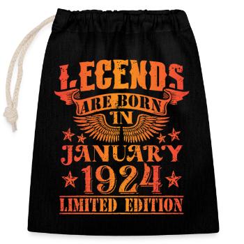 Anniversaire Janvier 1924 Edition Limitée Millésime - Sac cadeau en coton avec cordon (25 x 30 cm) - noir - Devant