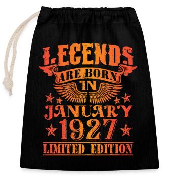 Geburtstag Januar 1927 Limited Edition Vintage - Verschließbarer Geschenkbeutel aus Baumwolle (25x30cm) - Schwarz - Vorne