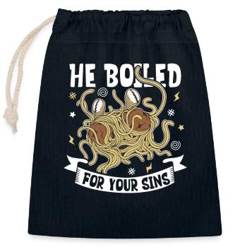 Atheistischer Atheismus Fliegende Spaghetti - Verschließbarer Geschenkbeutel aus Baumwolle (25x30cm) - Navy - Vorne