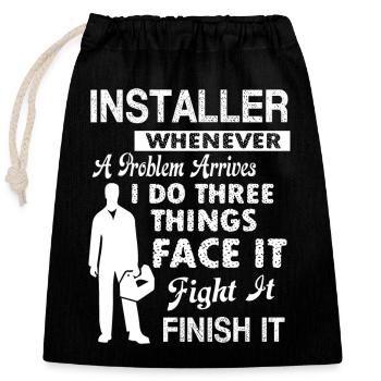 Installer Installer Solves Problem - Closable cotton gift bag (25x30cm) - black - Front