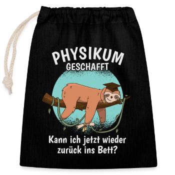Physikum geschafft!!! Medizinstudent Universität - Verschließbarer Geschenkbeutel aus Baumwolle (25x30cm) - Schwarz - Vorne