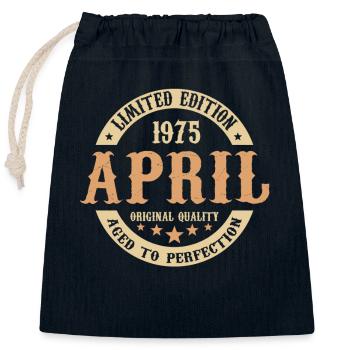 April 1975 Vintage Birthday Gift - Closable cotton gift bag (25x30cm) - navy - Front