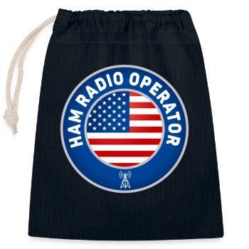 Ham Radio Operator US Flag - Closable cotton gift bag (25x30cm) - navy - Front