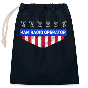 Ham Radio Operator US Flag - Closable cotton gift bag (25x30cm) - navy - Front