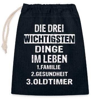Oldtimer - Verschließbarer Geschenkbeutel aus Baumwolle (25x30cm) - Navy - Vorne