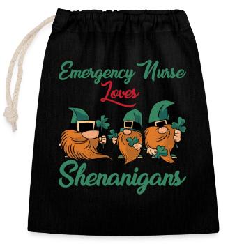 Infirmière d’urgence Saint-Patrick - Sac cadeau en coton avec cordon (25 x 30 cm) - noir - Devant