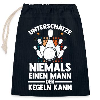 Kegel Kegler Kegelverein Kegeln - Verschließbarer Geschenkbeutel aus Baumwolle (25x30cm) - Navy - Vorne
