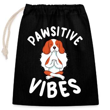Pawsitive Vibes Yoga Dog Beagle - Closable cotton gift bag (25x30cm) - black - Front