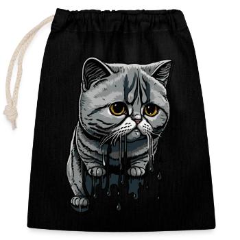 Farbige Tropfen und niedliche Katze - Verschließbarer Geschenkbeutel aus Baumwolle (25x30cm) - Schwarz - Vorne