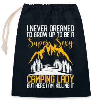 Super Sexy Camping Lady Glamping Funny Camper - Verschließbarer Geschenkbeutel aus Baumwolle (25x30cm) - Navy - Vorne