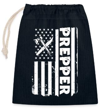 USA Fahne Prepper Outfit - Verschließbarer Geschenkbeutel aus Baumwolle (25x30cm) - Navy - Vorne
