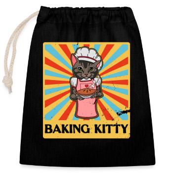Les amoureux des chats font cuire des rouleaux Baker Dicton - Sac cadeau en coton avec cordon (25 x 30 cm) - noir - Devant