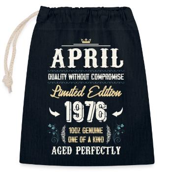 April 1976 Vintage Birthday Gift - Closable cotton gift bag (25x30cm) - navy - Front