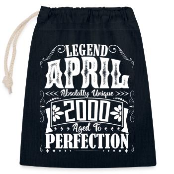 Avril 2000. Anniversaire avril 2000. Cadeau 2000. - Sac cadeau en coton avec cordon (25 x 30 cm) - bleu marine - Devant