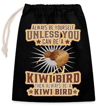 Culture néo-zélandaise Kiwi Oiseau Drapeau de Nouvelle-Zélande - Sac cadeau en coton avec cordon (25 x 30 cm) - noir - Devant
