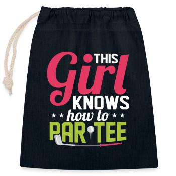 This Girl Knows How To Par Tee Golfing Golf - Verschließbarer Geschenkbeutel aus Baumwolle (25x30cm) - Navy - Vorne