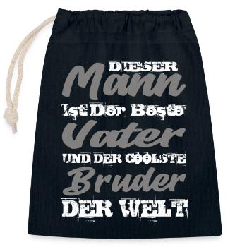 Vater und Bruder - Verschließbarer Geschenkbeutel aus Baumwolle (25x30cm) - Navy - Vorne
