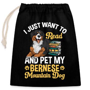 Bernese Mountain Dog - Closable cotton gift bag (25x30cm) - black - Front