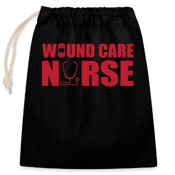 Wound Care Nurse Wound Manager - Closable cotton gift bag (25x30cm) - black - Front