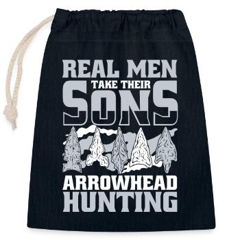 Real Men Take Their Sons Arrowhead Collecting - Verschließbarer Geschenkbeutel aus Baumwolle (25x30cm) - Navy - Vorne
