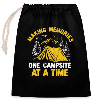Créer des souvenirs - un camping après le - Sac cadeau en coton avec cordon (25 x 30 cm) - noir - Devant