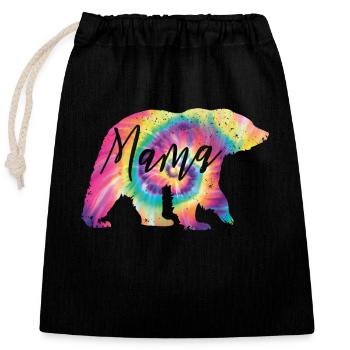 Tie Dye Mama Bear - Closable cotton gift bag (25x30cm) - black - Front