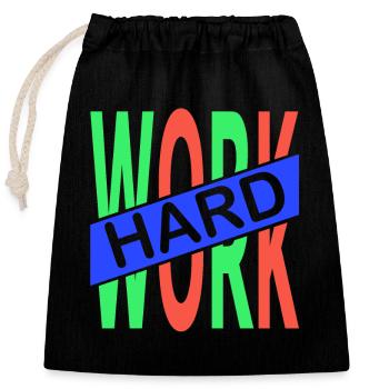 Hard Work - Closable cotton gift bag (25x30cm) - black - Front