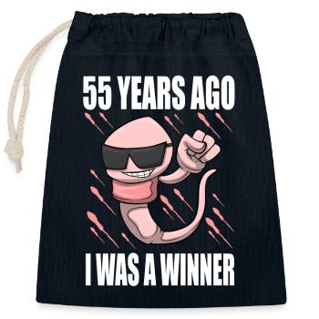 Man Sperm Birthday 55 Year Old - Closable cotton gift bag (25x30cm) - navy - Front