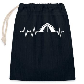 Battement de cœur de tente de camping - Sac cadeau en coton avec cordon (25 x 30 cm) - bleu marine - Devant
