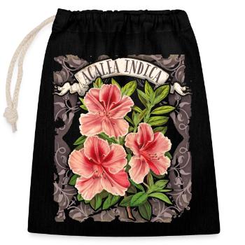 Azalea de fleurs vintage, Azalée Botanique Indica - Sac cadeau en coton avec cordon (25 x 30 cm) - noir - Devant