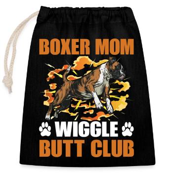 Boxer Mom Wiggle Butt Club - Verschließbarer Geschenkbeutel aus Baumwolle (25x30cm) - Schwarz - Vorne
