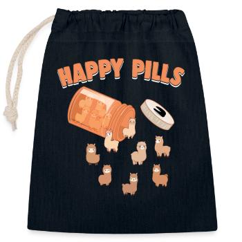 Happy Pills Alpaka Lustige Farm Tierliebhaber Humor - Verschließbarer Geschenkbeutel aus Baumwolle (25x30cm) - Navy - Vorne