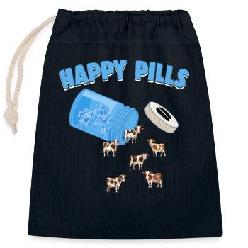 Pilules heureuses Animal de ferme Drôle drôle d’amoureux des vaches Humour - Sac cadeau en coton avec cordon (25 x 30 cm) - bleu marine - Devant