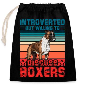 Introverted but willing to discuss Boxers - Closable cotton gift bag (25x30cm) - black - Front