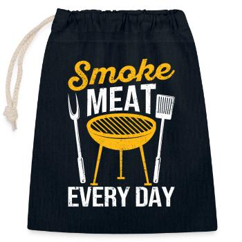 Fumer de la viande tous les jours Drôle de barbecue Smoker Grilling - Sac cadeau en coton avec cordon (25 x 30 cm) - bleu marine - Devant