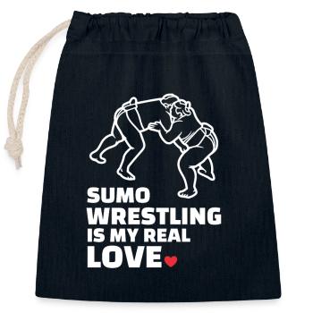 J’adore la lutte sumo - Sac cadeau en coton avec cordon (25 x 30 cm) - bleu marine - Devant
