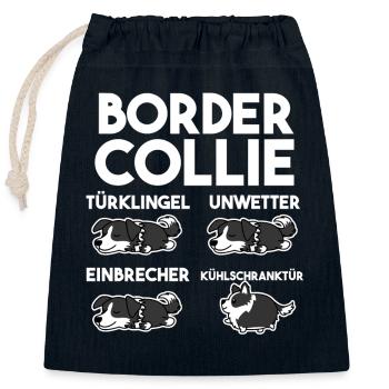 Hund Border Collie - Verschließbarer Geschenkbeutel aus Baumwolle (25x30cm) - Navy - Vorne