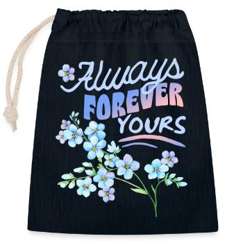 Forget-my-not, myosotis, Saint-Valentin - Sac cadeau en coton avec cordon (25 x 30 cm) - bleu marine - Devant