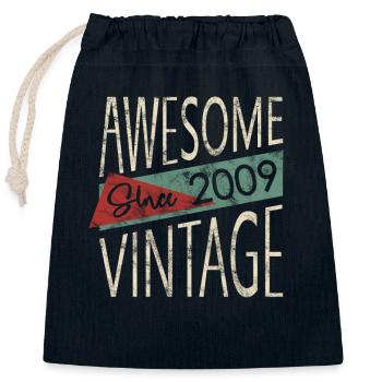 Awesome Since 2009 Retro Vintage Design - Closable cotton gift bag (25x30cm) - navy - Front