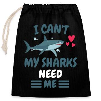 I can't animal funny gift predator shark - Closable cotton gift bag (25x30cm) - black - Front