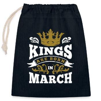 Kings born in March - Closable cotton gift bag (25x30cm) - navy - Front