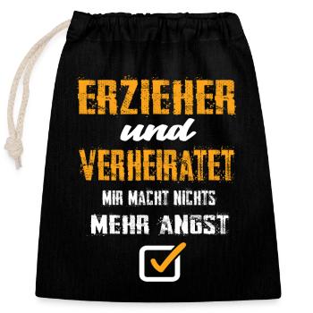 Erzieher und Verheiratet - Verschließbarer Geschenkbeutel aus Baumwolle (25x30cm) - Schwarz - Vorne