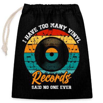 Retro Vinyl Collection Record Turntable - Closable cotton gift bag (25x30cm) - black - Front