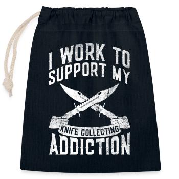 Messersammeln Und Messersammlung Knifaholic - Verschließbarer Geschenkbeutel aus Baumwolle (25x30cm) - Navy - Vorne