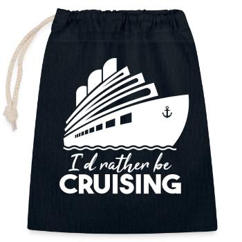 Je préfère faire de la croisière - Sac cadeau en coton avec cordon (25 x 30 cm) - bleu marine - Devant