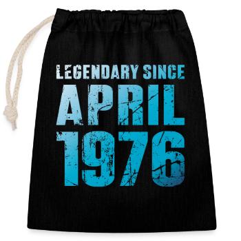 Legendary since April 1976 birthday gift - Closable cotton gift bag (25x30cm) - black - Front