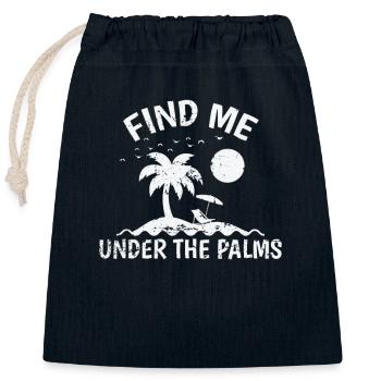 Find Me under the Palms Baum Urlaub - Verschließbarer Geschenkbeutel aus Baumwolle (25x30cm) - Navy - Vorne