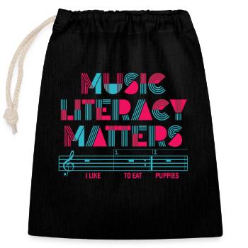 La littératie musicale, ça compte - Sac cadeau en coton avec cordon (25 x 30 cm) - noir - Devant