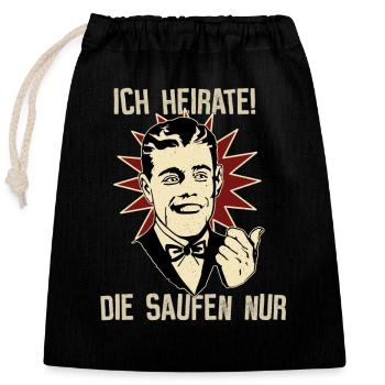 Ich heirate I Junggesellenabschied Party - Verschließbarer Geschenkbeutel aus Baumwolle (25x30cm) - Schwarz - Vorne