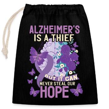 La maladie d’Alzheimer est un voleur - Sac cadeau en coton avec cordon (25 x 30 cm) - noir - Devant